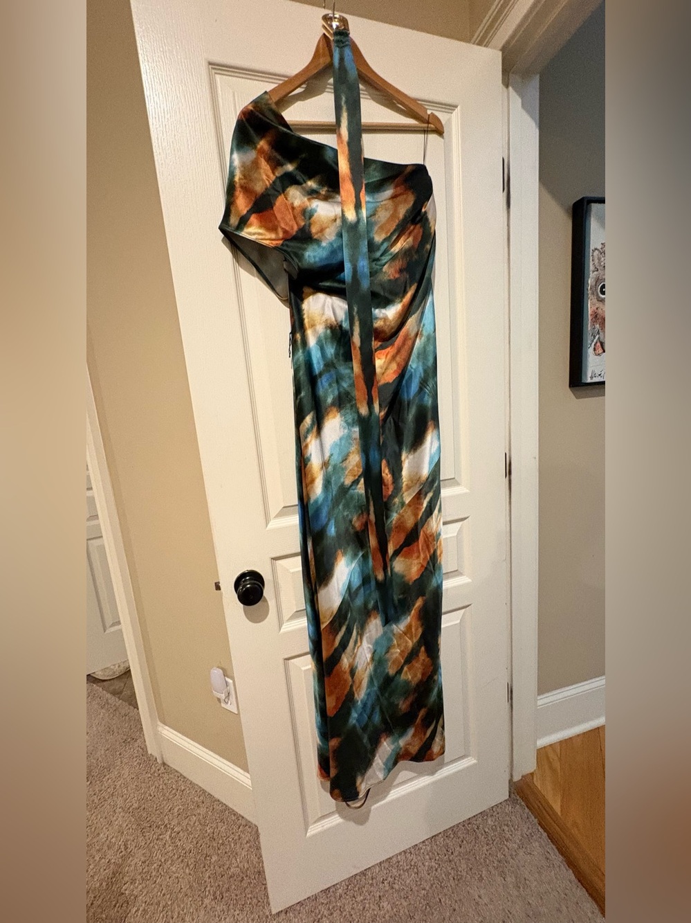 Acler Teal One-Shoulder Satin Dress - Picture 5 of 11